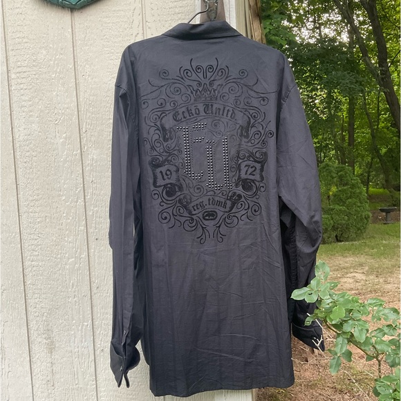Men’s Ecko Unltd. Classic Studded Black Velvet Accented Button Down Shirt! - Picture 10 of 11